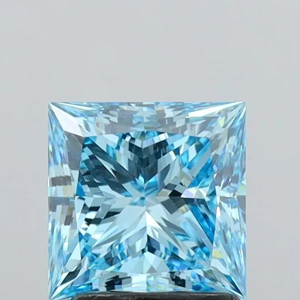 1.9ct PRINCESS Fancy Vivid Blue VS1 Coloured Lab diamond