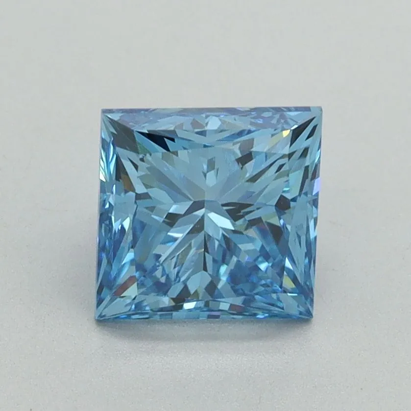 1.53ct PRINCESS Fancy Vivid Blue VVS2 Coloured Lab diamond