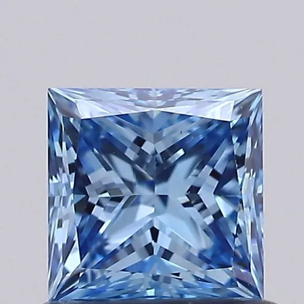 0.77ct PRINCESS Fancy Vivid Blue VVS2 Coloured Lab diamond