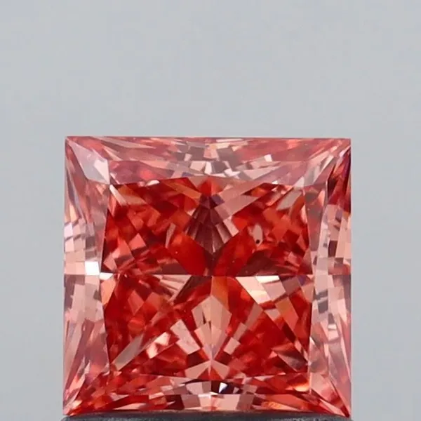 1ct PRINCESS Fancy Vivid Pink VS1 Coloured Lab diamond