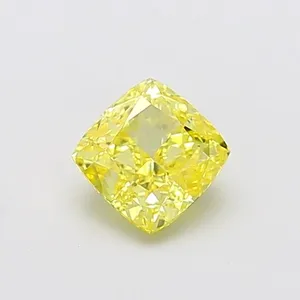 1.08ct CUSHION Fancy Intense Yellow VS1 Coloured Lab diamond