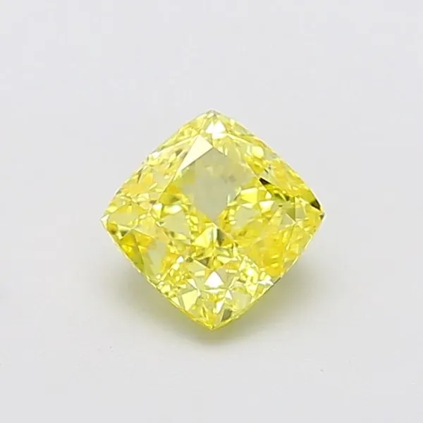 1.08ct CUSHION Fancy Intense Yellow VS1 Coloured Lab diamond
