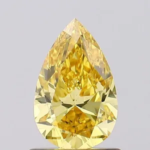 0.78ct PEAR Fancy Vivid Yellow VS1 Coloured Lab diamond