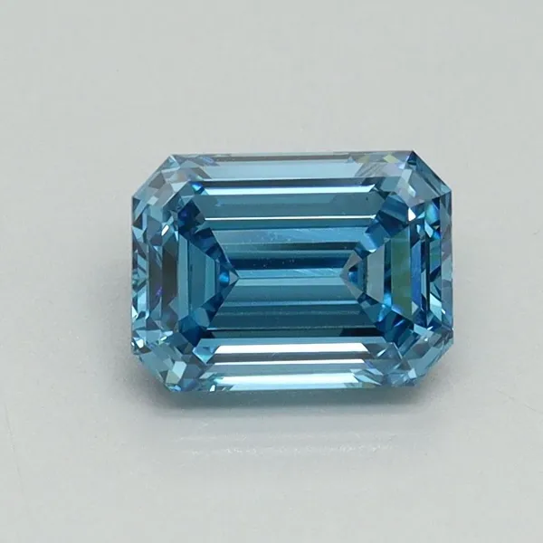 1.03ct EMERALD Fancy Vivid Blue VVS2 Coloured Lab diamond