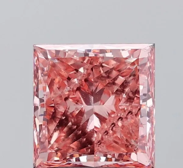 3.01ct PRINCESS Fancy Vivid Pink VS2 Coloured Lab diamond