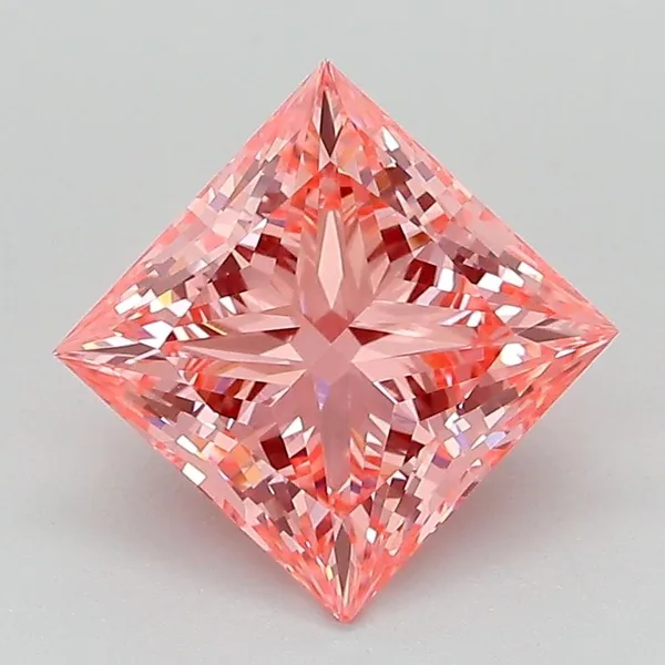 2.1ct PRINCESS Fancy Vivid Pink VS1 Coloured Lab diamond
