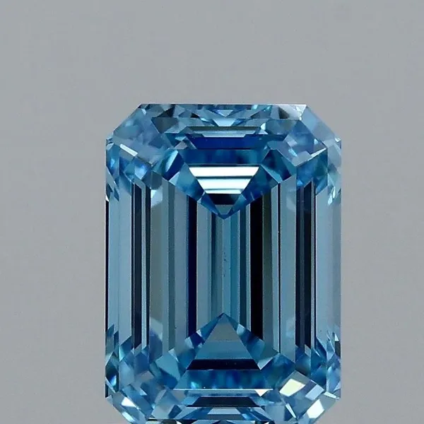 1.53ct EMERALD Fancy Vivid Blue VVS2 Coloured Lab diamond