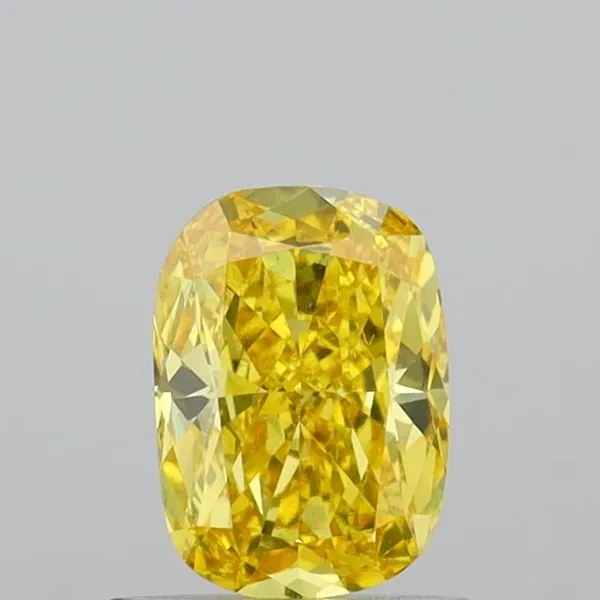 0.62ct CUSHION Fancy Vivid Yellow VVS2 Coloured Lab diamond