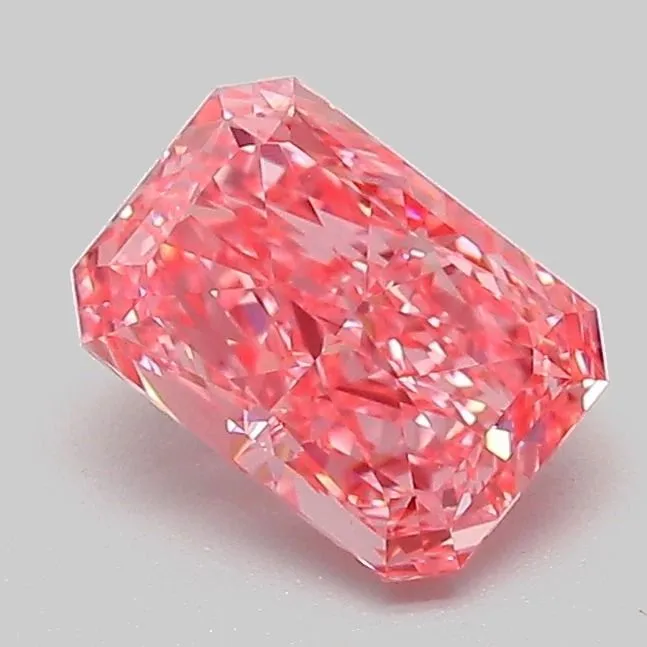 1.09ct RADIANT Fancy Vivid Pink VVS2 Coloured Lab diamond