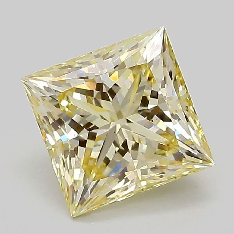 2.10ct PRINCESS Fancy Light Yellow VS2 Coloured Lab diamond