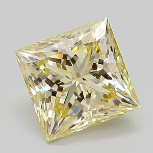 2.1ct PRINCESS Fancy Light Yellow VS2 Coloured Lab diamond
