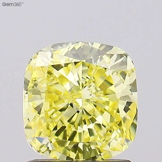 1.15ct CUSHION Fancy Intense Yellow VVS2 Coloured Lab diamond