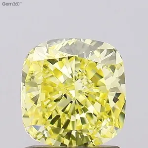 1.15ct CUSHION Fancy Intense Yellow VVS2 Coloured Lab diamond