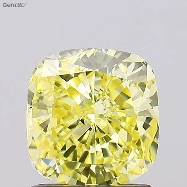 1.15ct CUSHION Fancy Intense Yellow VVS2 Coloured Lab diamond