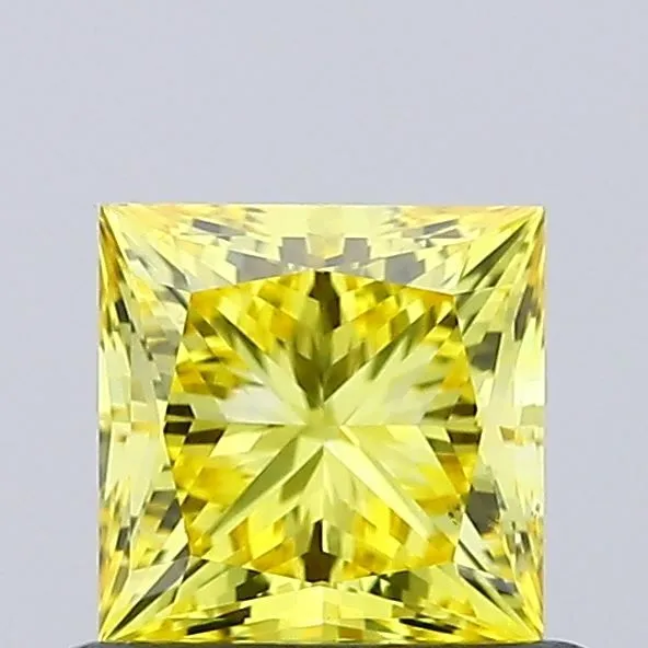 0.64ct PRINCESS Fancy Vivid Yellow VS2 Coloured Lab diamond