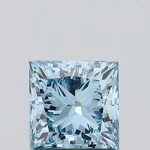 1.66ct PRINCESS Fancy Vivid Greenish Blue VS2 Coloured Lab diamond