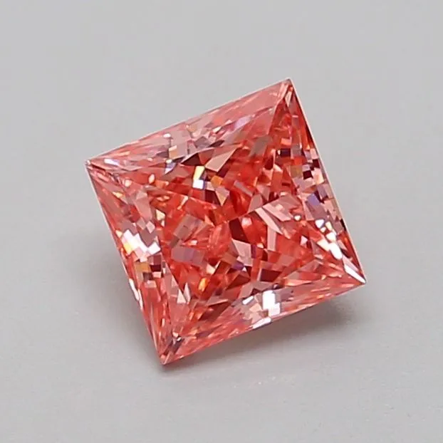 0.79ct PRINCESS Fancy Vivid Pink VS1 Coloured Lab diamond