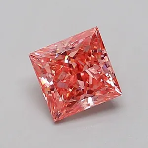 0.79ct PRINCESS Fancy Vivid Pink VS1 Coloured Lab diamond