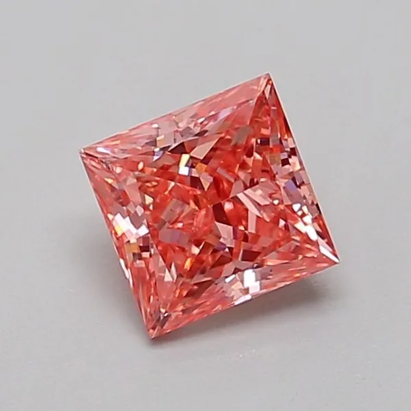 0.79ct PRINCESS Fancy Vivid Pink VS1 Coloured Lab diamond
