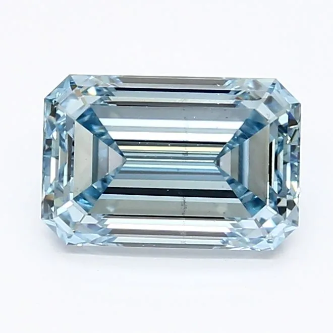 1.51ct EMERALD Fancy Intense Blue VS2 Coloured Lab diamond