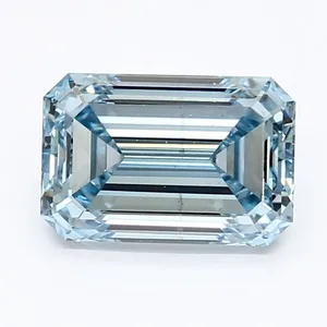 1.51ct EMERALD Fancy Intense Blue VS2 Coloured Lab diamond