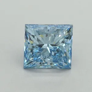1.02ct PRINCESS Fancy Vivid Blue VS1 Coloured Lab diamond