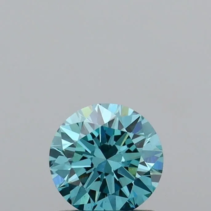 0.76ct ROUND Fancy Vivid Greenish Blue VS1 Coloured Lab diamond