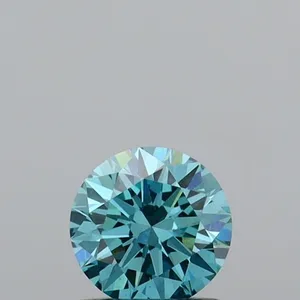 0.76ct ROUND Fancy Vivid Greenish Blue VS1 Coloured Lab diamond