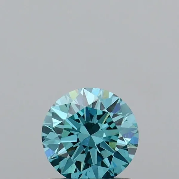 0.76ct ROUND Fancy Vivid Greenish Blue VS1 Coloured Lab diamond