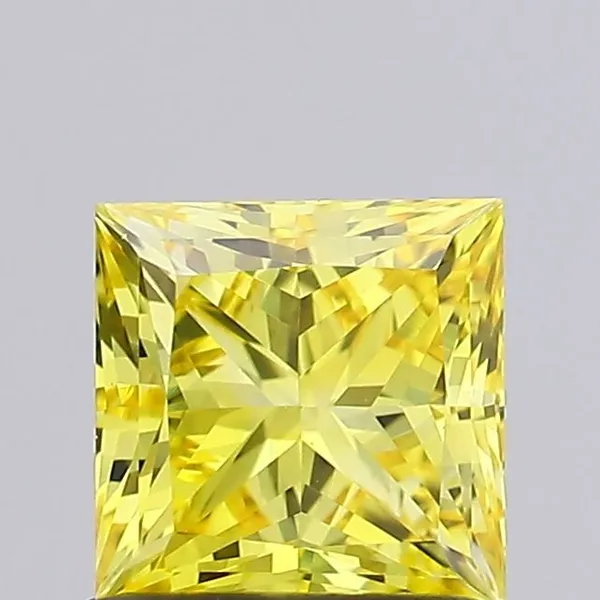 0.89ct PRINCESS Fancy Vivid Yellow VS1 Coloured Lab diamond