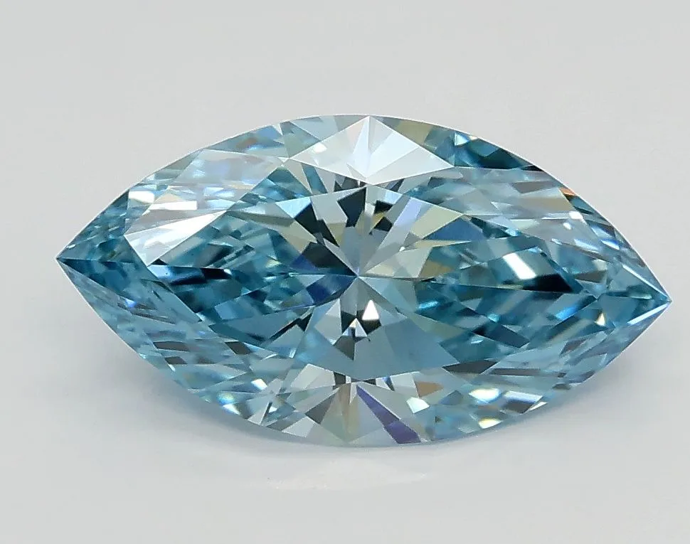1.60ct MARQUISE Fancy Vivid Blue VS1 Coloured Lab diamond