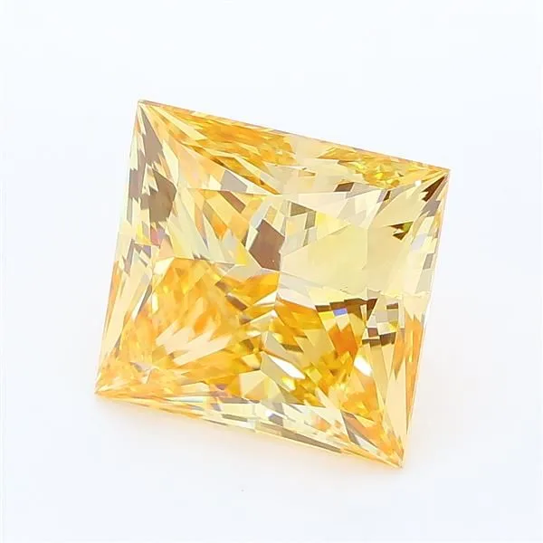 4.00ct PRINCESS Fancy Intense Orange Yellow VS1 Coloured Lab diamond