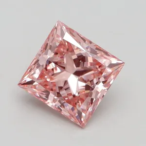 1.71ct PRINCESS Fancy Intense Pink VS1 Coloured Lab diamond
