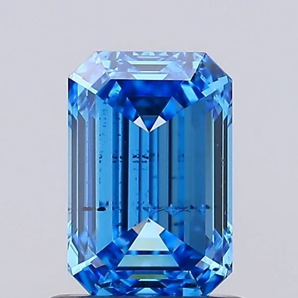 1ct EMERALD Fancy Vivid Blue SI2 Coloured Lab diamond