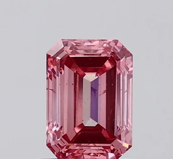 1.11ct EMERALD Fancy Vivid Pink SI2 Coloured Lab diamond