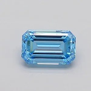0.48ct EMERALD Fancy Vivid Blue VVS1 Coloured Lab diamond