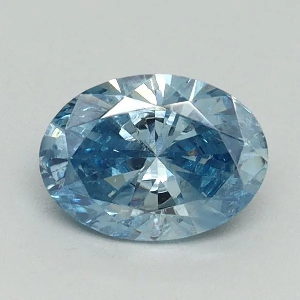 0.79ct OVAL Fancy Vivid Blue VS2 Coloured Lab diamond