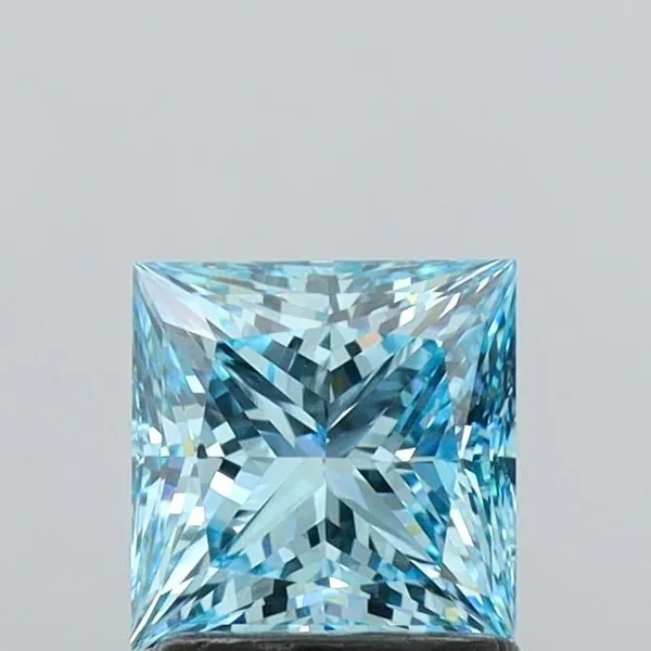 1.46ct PRINCESS Fancy Vivid Blue VVS2 Coloured Lab diamond