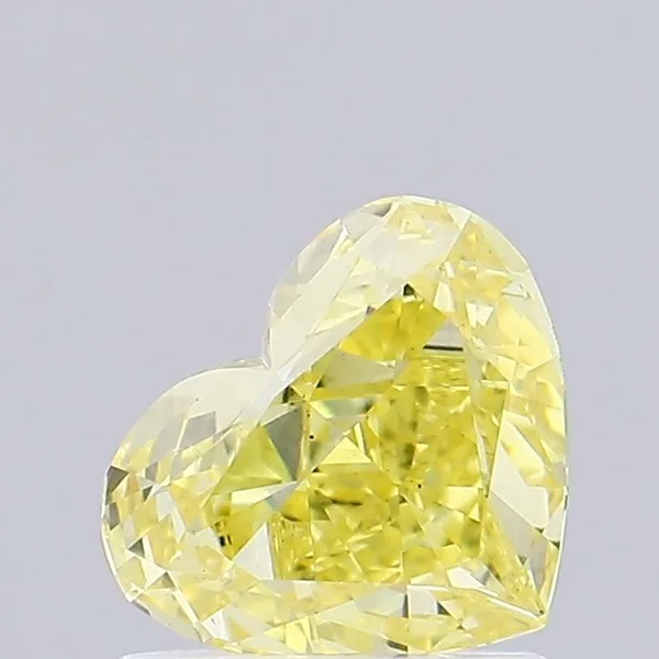 0.81ct HEART Fancy Vivid Yellow VS1 Coloured Lab diamond