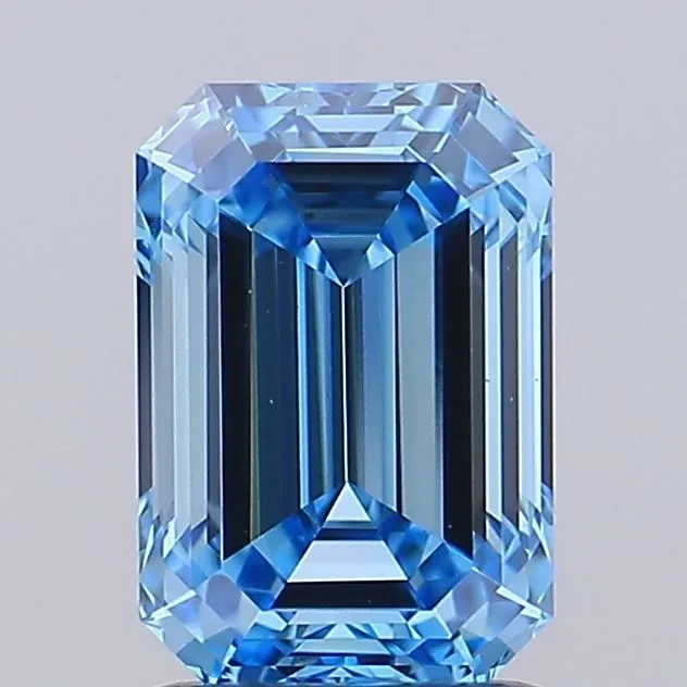 1.65ct EMERALD Fancy Vivid Blue VS1 Coloured Lab diamond