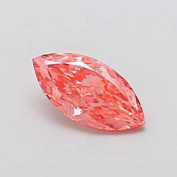 0.94ct MARQUISE Fancy Vivid Orangey Pink VVS2 Coloured Lab diamond