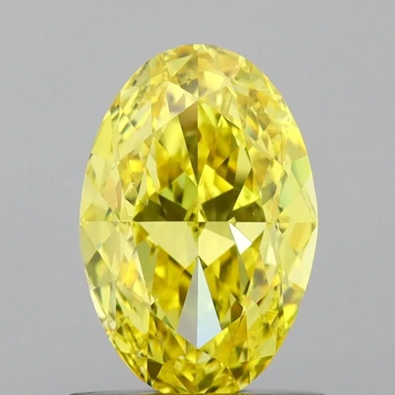 0.96ct OVAL Fancy Vivid Yellow VVS2 Coloured Lab diamond