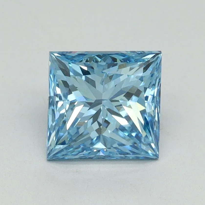 1.54ct PRINCESS Fancy Vivid Blue VS1 Coloured Lab diamond