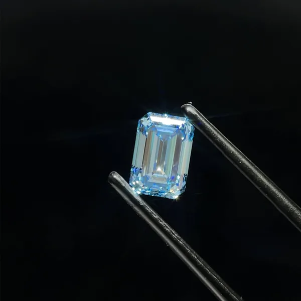 1.25ct EMERALD Fancy Intense Blue VS1 Coloured Lab diamond