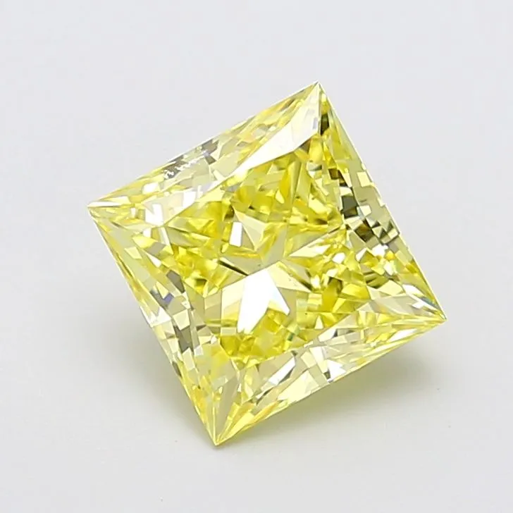 3.18ct PRINCESS Fancy Intense Yellow VS2 Coloured Lab diamond