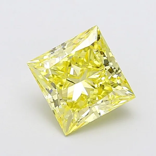 3.18ct PRINCESS Fancy Intense Yellow VS2 Coloured Lab diamond