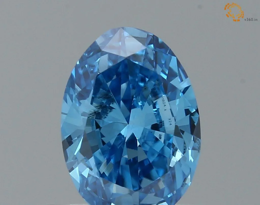 0.52ct OVAL Fancy Vivid Blue VS2 Coloured Lab diamond