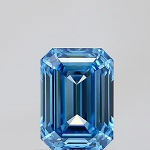 1.08ct EMERALD Fancy Vivid Blue VVS1 Coloured Lab diamond