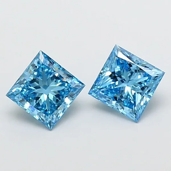 1.03ct PRINCESS Fancy Vivid Blue VS1 Coloured Lab diamond