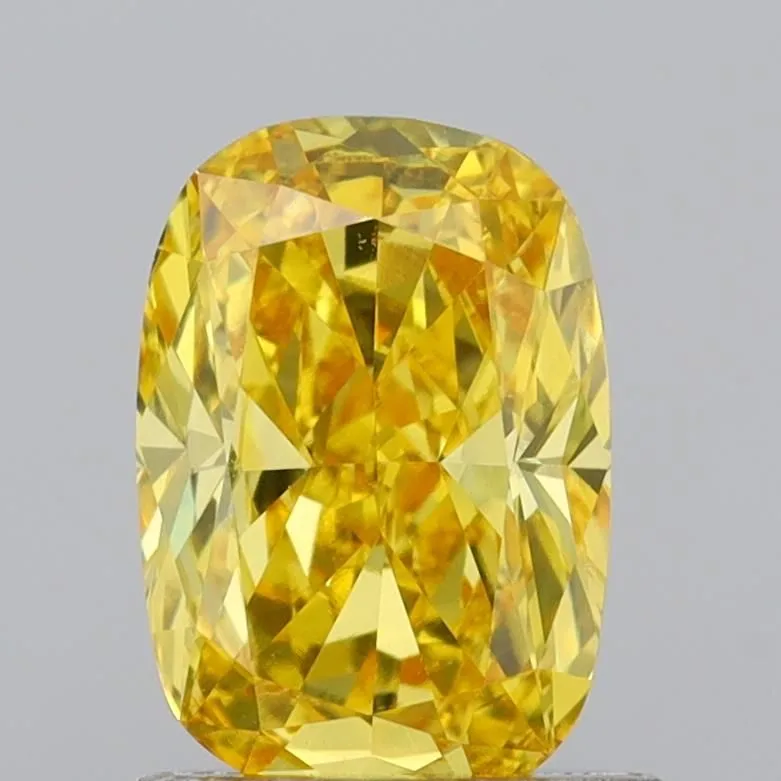 0.90ct CUSHION Fancy Vivid Yellow VVS2 Coloured Lab diamond